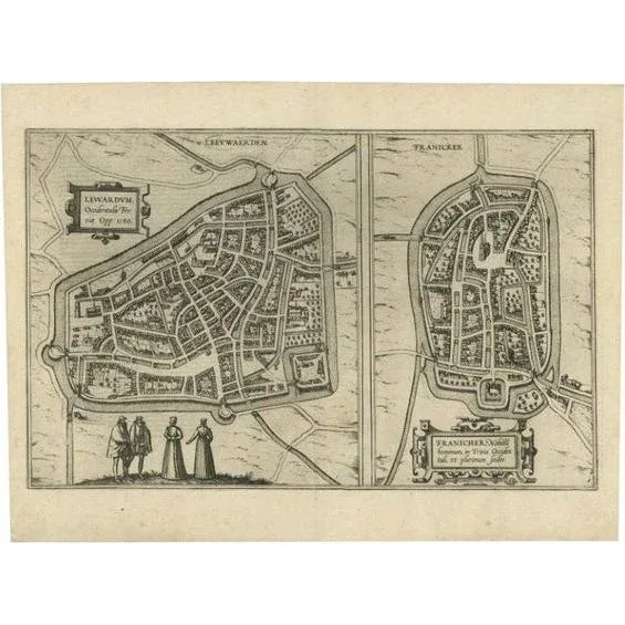 16th Century Antique Map of the City of Leeuwarden and Franeker by Braun & Hogenberg, 1580 For Sale - Image 5 of 5