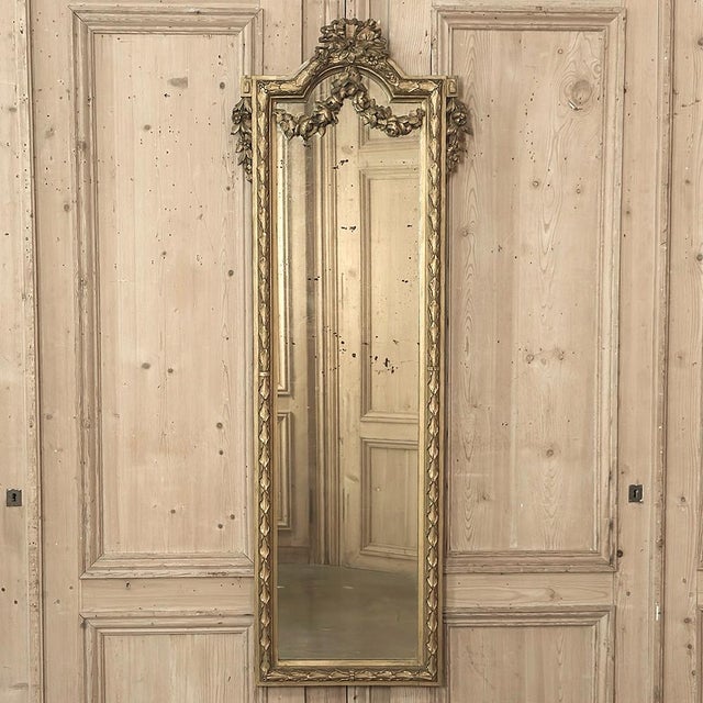 19th Century Italian Hand Carved Giltwood Louis XVI Mirror For Sale In Dallas - Image 6 of 17