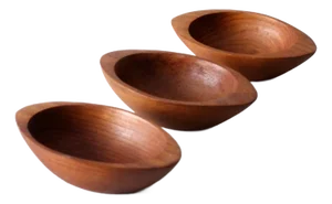 Vintage Hand-Carved Wooden Bowls Set of 3