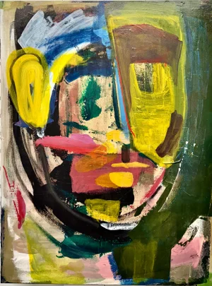 Original Abstract Expressionist Oil and Acrylic Portrait