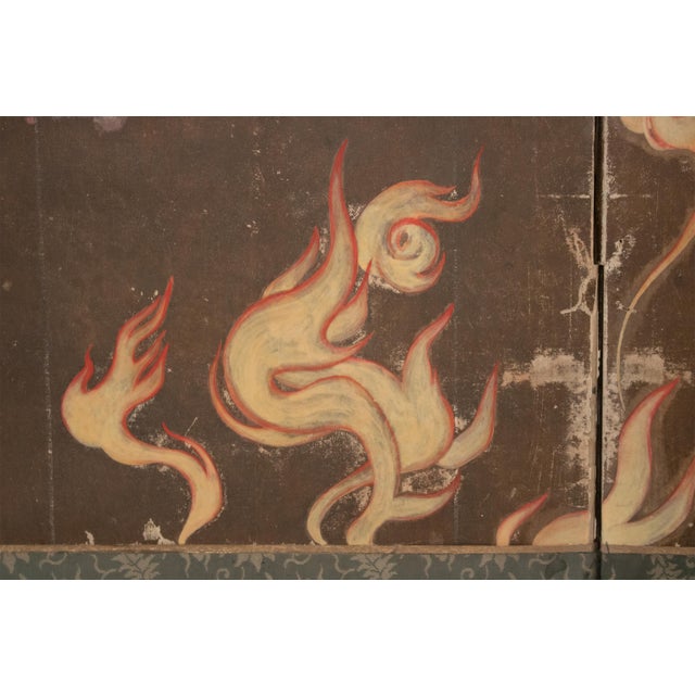Large Meiji to Early Showa Japanese 8-Panel Painted Byobu Screen "Celestial Maiden" For Sale - Image 16 of 18