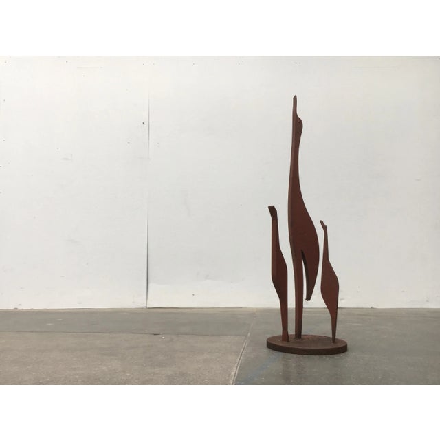 Mid-Century Modern Mid-Century Metal Crane Bird Sculpture For Sale - Image 3 of 18