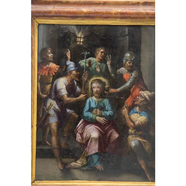 Painting on copper. Italian school of the late 17th century. The scene, which recounts a moment in the Passion of Christ,...