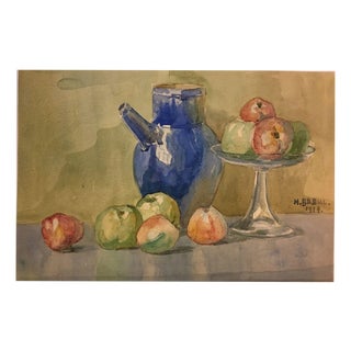 Breul Heinrich, Kassel Schwalm Willingshausen Kitchen Still Life Apple, 1917, Oil on Canvas, Framed For Sale