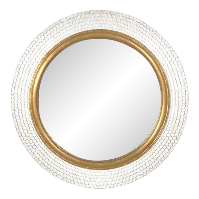 Friedman Brothers Ringo Mirror in Classic Gold with White Gesso - 30" For Sale