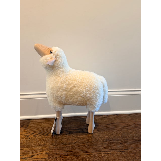 Mid-Century Modern Meier Germany Lalanne-Style Sheep Sculpture in Wood and Wool For Sale - Image 3 of 9