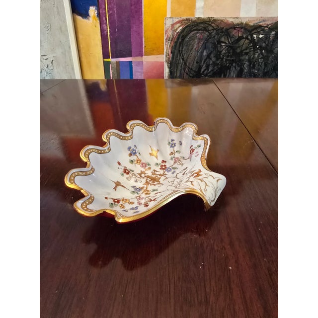 Ivory Antique Bohemian Glass Moser Ruby Sea Shell Enamel For Sale - Image 8 of 11