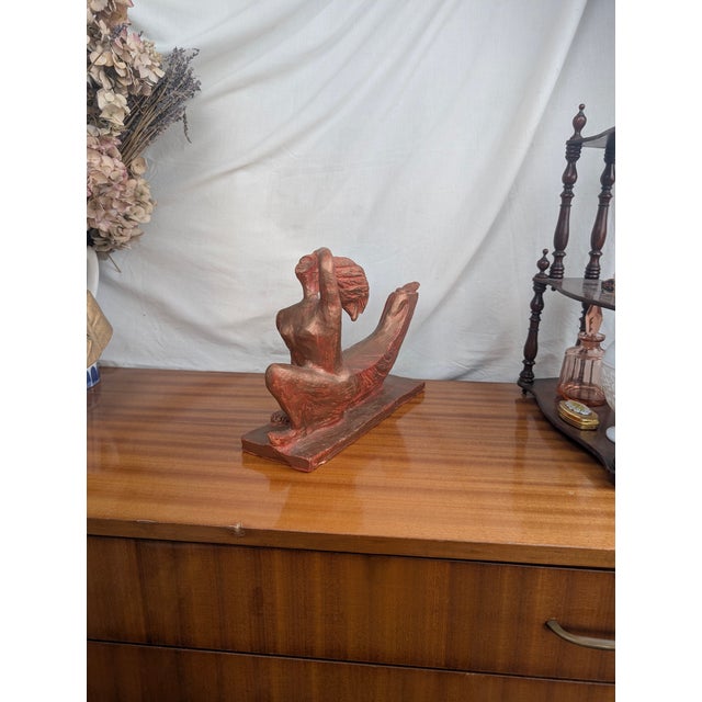 Art Deco Style Terracotta Sculpture of a Slender Woman, 1990 For Sale - Image 6 of 12