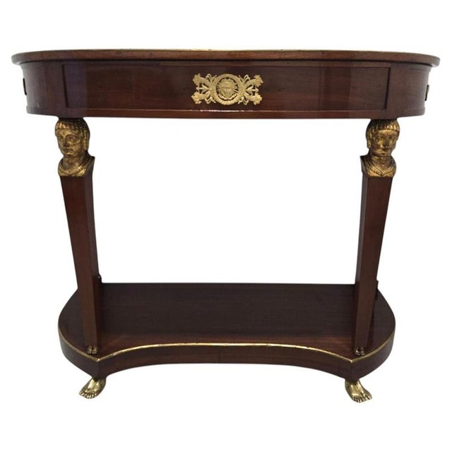 French Empire Demi-Lune Console Table with Gilt Bronze and Gilt Caryatids, 1810s For Sale - Image 17 of 17