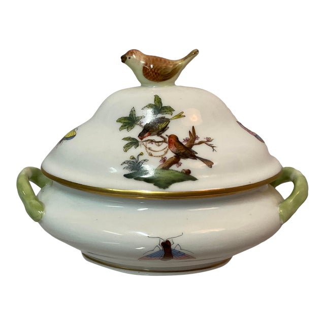 Mid 20th Century Herend Bird Finial Mini Tureen For Sale