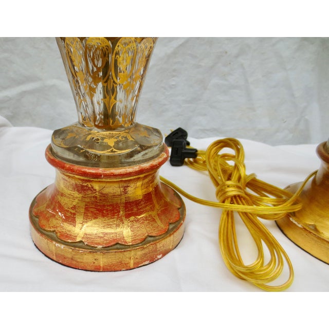 Bohemian Glass Lamps Circa 1900- A Pair of 2 For Sale - Image 11 of 12