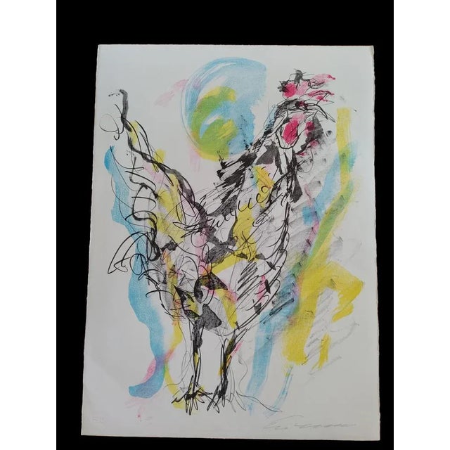 Ernesto Treccani, 8 Color Composition, Etching and Mixed Media, 1970s For Sale - Image 4 of 4