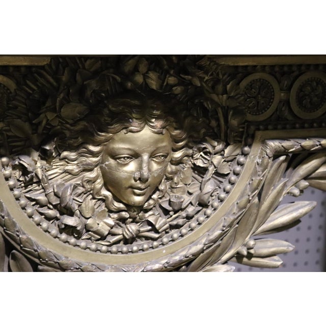 Early 20th Century Figural Giltwood and Walnut French Belle Epoque Console Table Buffet Marble Top For Sale - Image 10 of 12