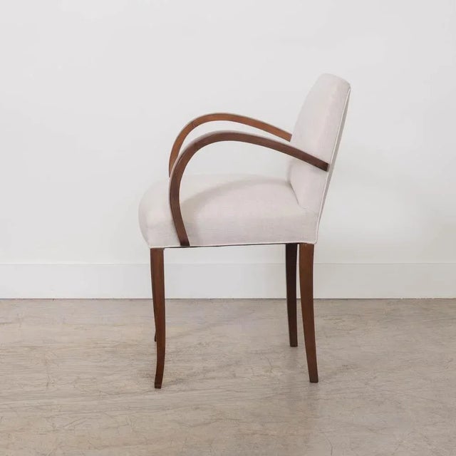 Wood Mid-20th Century French Wood and Linen Side Chair For Sale - Image 7 of 15
