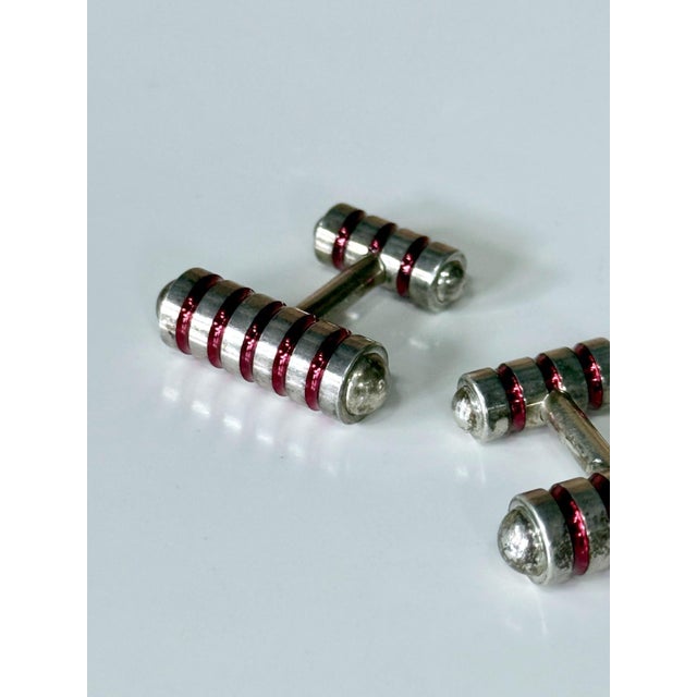 Pair of Sterling Silver and Enamel Cuff Links Paloma Picasso forTiffany & Co. For Sale - Image 9 of 11