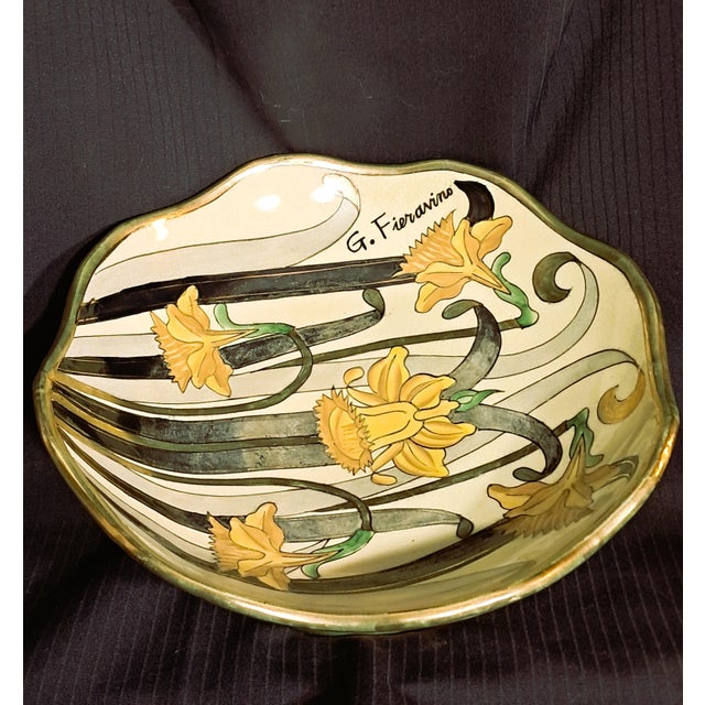 Gold Italian Gilded Majolica Tazza by G. Fieravino, 1960s For Sale - Image 8 of 13