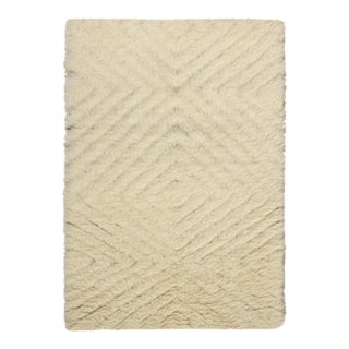 Rug & Kilim's Contemporary High Pile Rug in Beige With Geometric Design For Sale