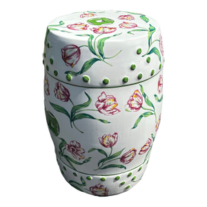 1980s Hand Painted Tulip Garden Seat