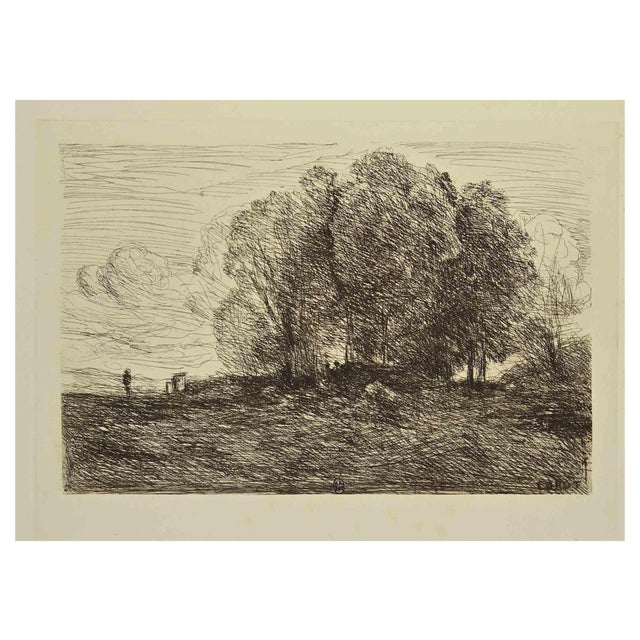 Jean-Baptiste-Camille Corot, Italian Landscape, Etching, 19th Century For Sale