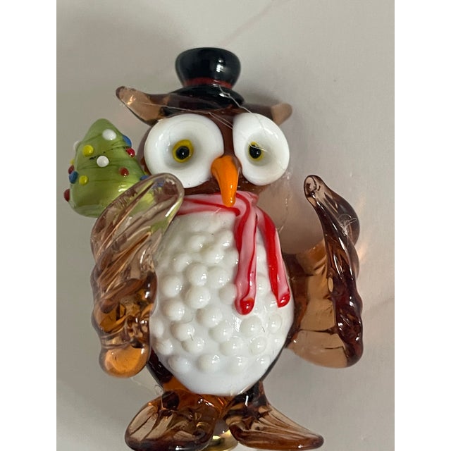 1970s Art Glass Owl Figurine Lamp Finial For Sale - Image 4 of 4