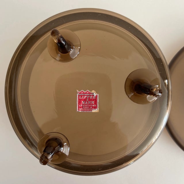 Brown Vintage Lipper & Mann Glass Candy Dish With Lid For Sale - Image 8 of 13