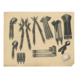 After Ferdinand-Léon Ménétrier, Fashion Design of Fur Stoles and Scarves, 1910, Watercolor and Gouache on Cardboard For Sale