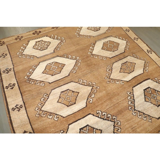 Textile Vintage Zabihi Collection Brown Geometric Turkish Kars Rug - 6'9" x 9'4" For Sale - Image 7 of 9