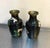 Black/pink floral cloisonne' vases; set of two. Excellent condition.