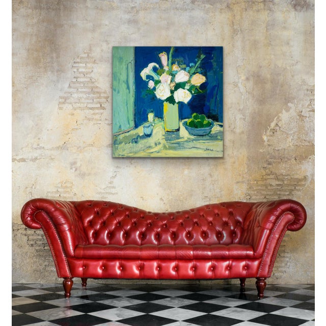 Contemporary Impressionist Floral Oil Painting on Canvas, 48" X 48" For Sale - Image 4 of 11