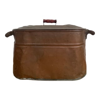 Antique Copper Boiler Tub With Lid For Sale