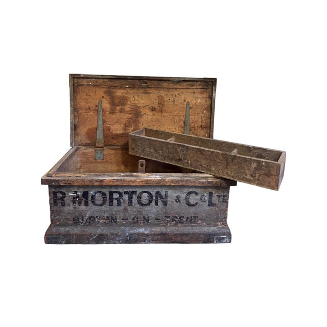 Antique Industrial Wooden Storage Chest from R. Morton & Co, Burton-on-Trent, 1890s For Sale - Image 11 of 11