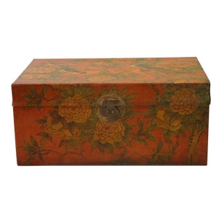 20th Century Chinese Painted Leather Box For Sale