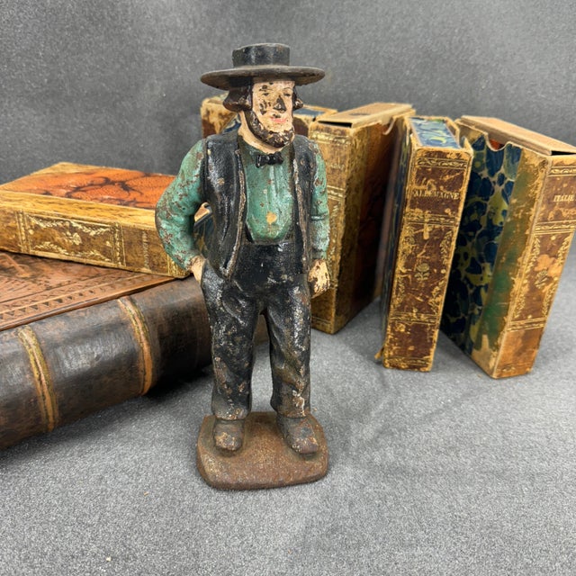 American Vintage American Amish Man Cast Iron Door Stopper, Circa 1920-40´s For Sale - Image 3 of 12