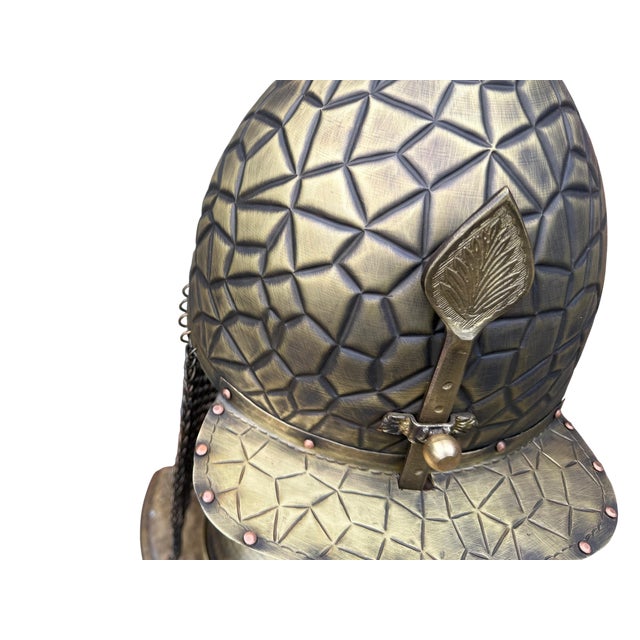 Geometric Engraved Helm With Chainmail For Sale - Image 12 of 13