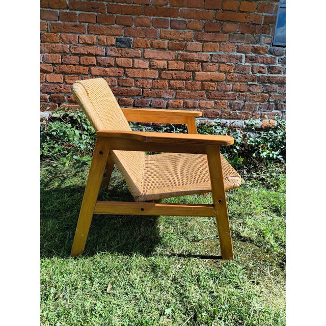 1960s Italian Armchair with Woven Seat, 1960s For Sale - Image 5 of 8