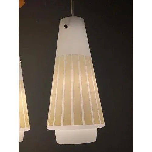Mid-Century Modern Ceiling Lamp in Beech and Frosted Glass For Sale - Image 3 of 8
