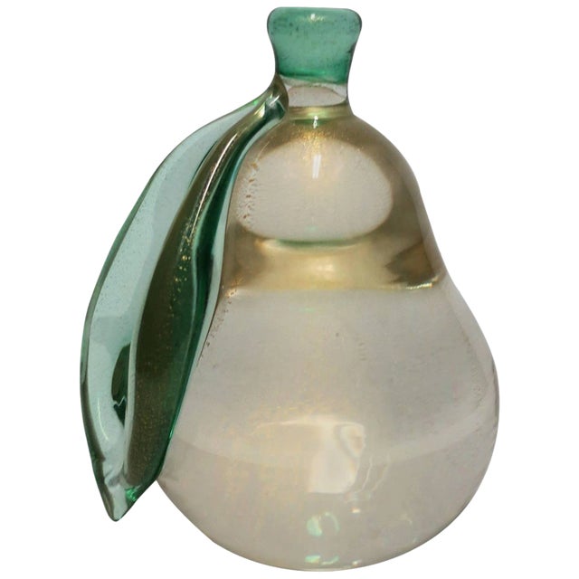 Italian Murano Pear Fruit Sculpture by Archimede Seguso, Large Signed For Sale