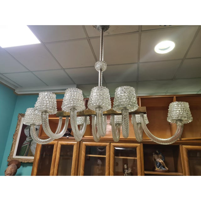 10-Light Chandelier in Rostral Glass attributed to Ercole Barovier for Barovier & Toso, 1940s For Sale - Image 9 of 10