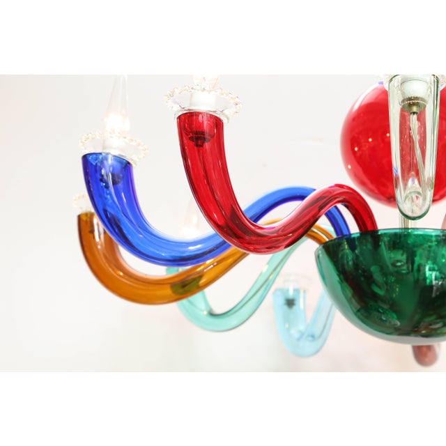 Red Gio Ponti Signed Venini Twelve-Arm Chandelier For Sale - Image 8 of 11