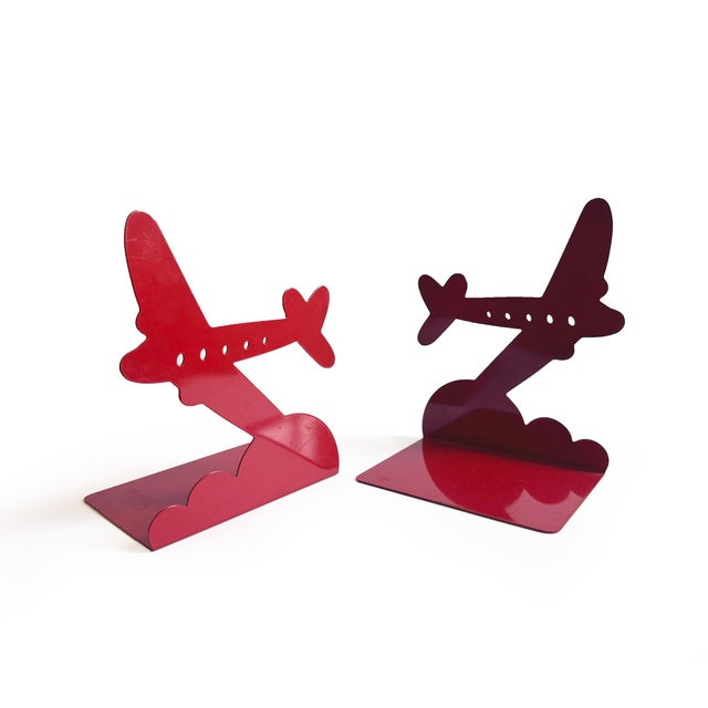 Postmodern Pair of 1970s Red Airplane Bookends by Randall Schwartz for Moxie For Sale - Image 3 of 6