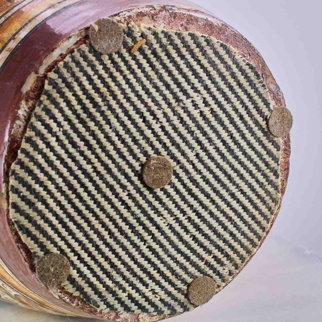 Enamelled Terracotta Vase with Floral Motifs For Sale - Image 6 of 7