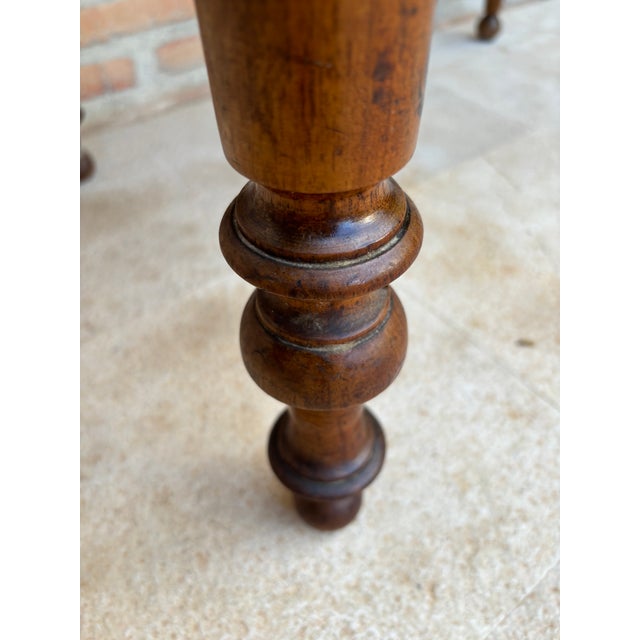 Wood Antique Spanish Turned-Leg Wooden Work Table With Large Drawer For Sale - Image 7 of 10