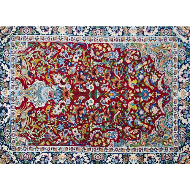 Red Vintage Isfahan Rug For Sale - Image 8 of 15