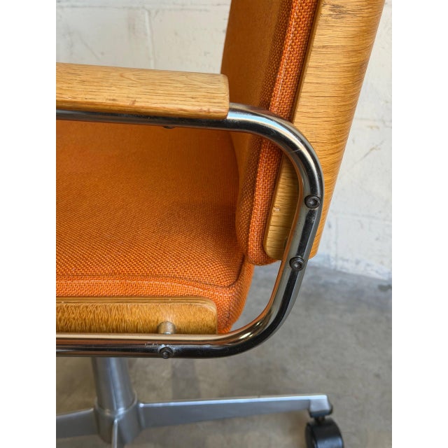 Orange Upholstered Swivel Office Chair on Casters Mid-Century Modern 1970s For Sale - Image 9 of 10