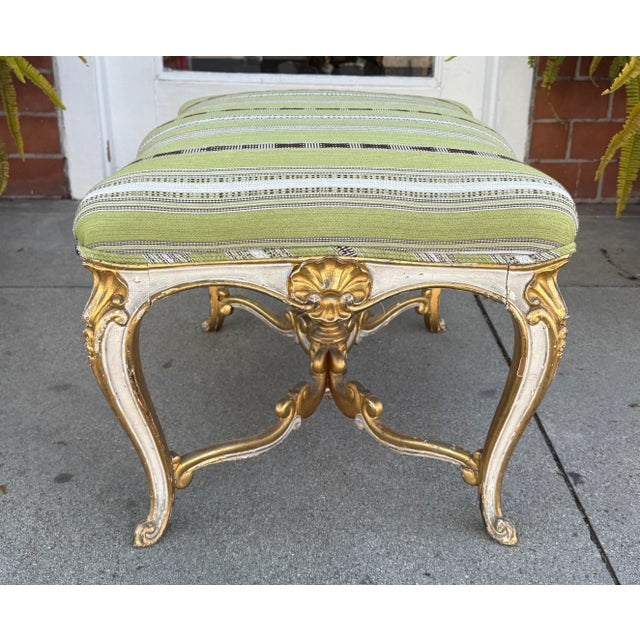 Wood Antique French Louis XV Style Ottoman Footstool Bench For Sale - Image 7 of 7