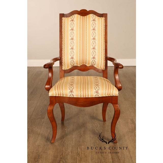 Early 21st Century Century French Provincial Style Pair Of Upholstered Ladderback Armchairs For Sale - Image 5 of 18