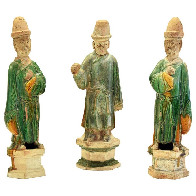 Antique Chinese Ming Period Terracotta Sculptures, Set of 3 For Sale - Image 6 of 6