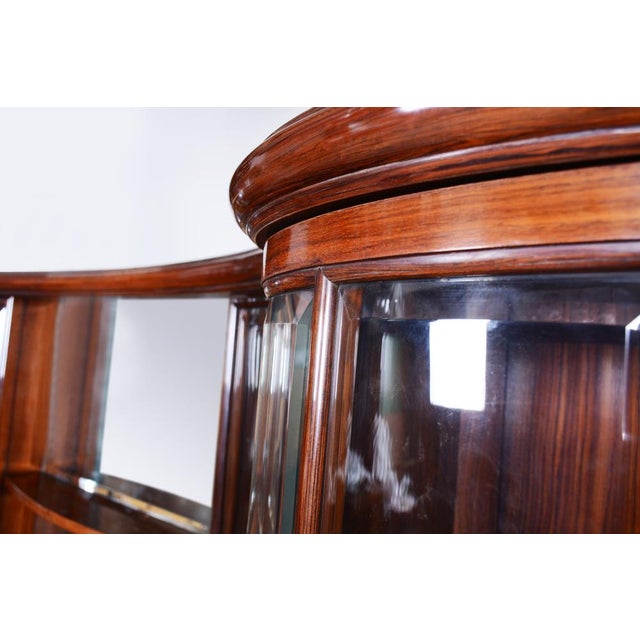 Art Deco Oval-Shaped Sideboard in Rosewood & Original Glass and Mirror, Czech, 1920s For Sale - Image 3 of 18