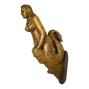 Vintage Carved Wooden Figurehead Gold Leaf Mermaid Bow of the Ship