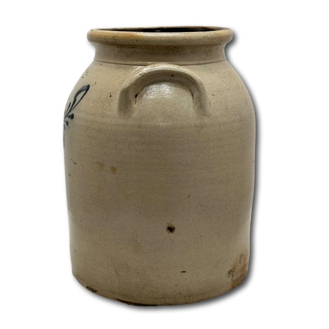 Nice Antique American Blue Decorated 2 Gallon Size Stoneware Butter Churn by Edmonds & Co. Charlestown Massachusetts For Sale - Image 10 of 18